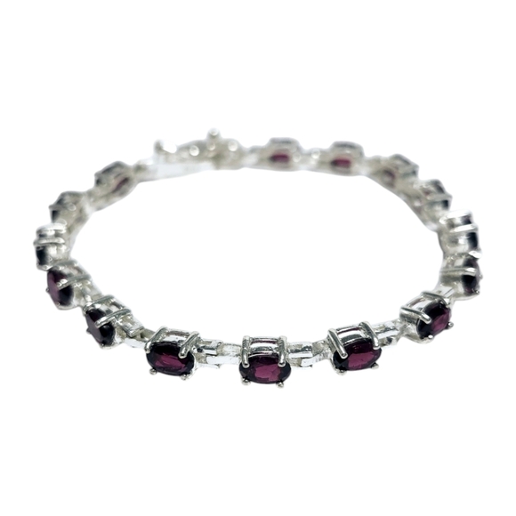 7.50 ct Natural Garnet sterling silver Bracelet - Picture 3 of 13